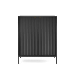 Nova Wooden Highboard 2 Doors in Black Matt with Black Legs - Furniture One Shop