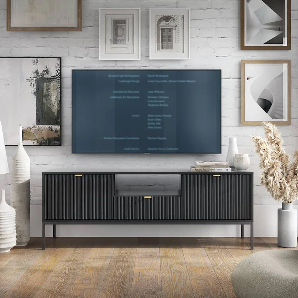 Nova Wooden TV Stand in Black Matt - 154cm