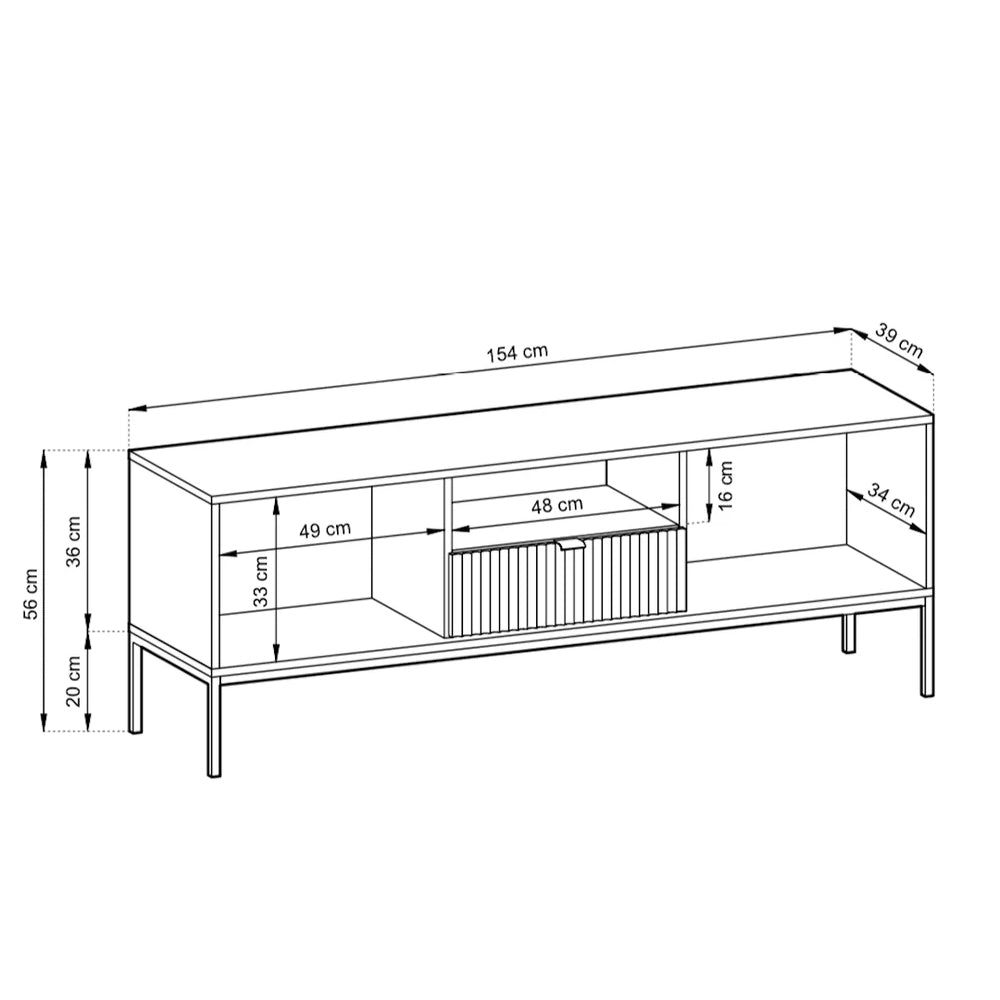 Nova Wooden TV Stand in Black Matt - 154cm