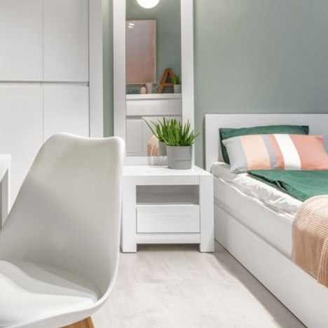 Novi 1 Drawer Bedside Table in Alpine White - UK