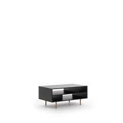 Nubia Wooden Coffee Table 100cm in Black with Gold Metal Legs