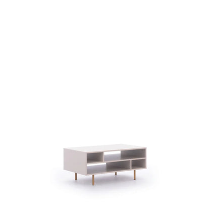 Nubia Wooden Coffee Table 100cm in Cashmere with Gold Metal Legs