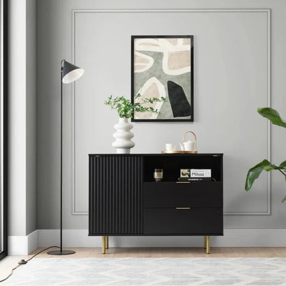 Nubia Wooden 1 Door 2 Drawers Sideboard in Black