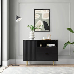 Nubia Wooden 1 Door 2 Drawers Sideboard in Black
