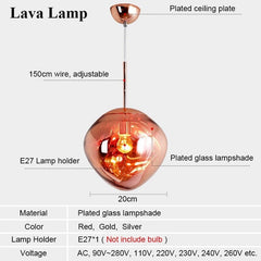Luna Resin Lava Glass Plated Pendant Light - Furniture One Shop