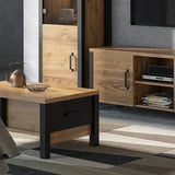 Olin Wooden Coffee Table in Appenzeller Fichte Oak and Black Matt - 56cm