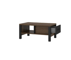Olin Wooden Coffee Table in Oak Okapi and Black Matt - 56cm - Furniture One Shop