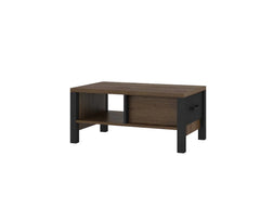 Olin Wooden Coffee Table in Oak Okapi and Black Matt - 56cm - Furniture One Shop
