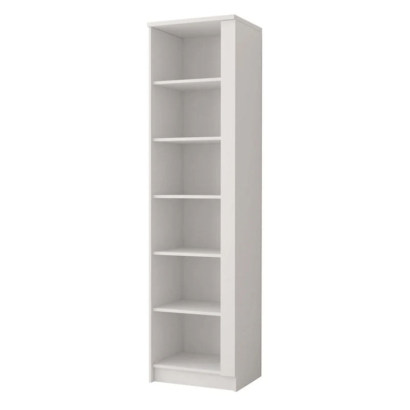 Omega Tall Narrow Wooden Bookcase in Matt White with 5 Shelves - 50cm wide - UK