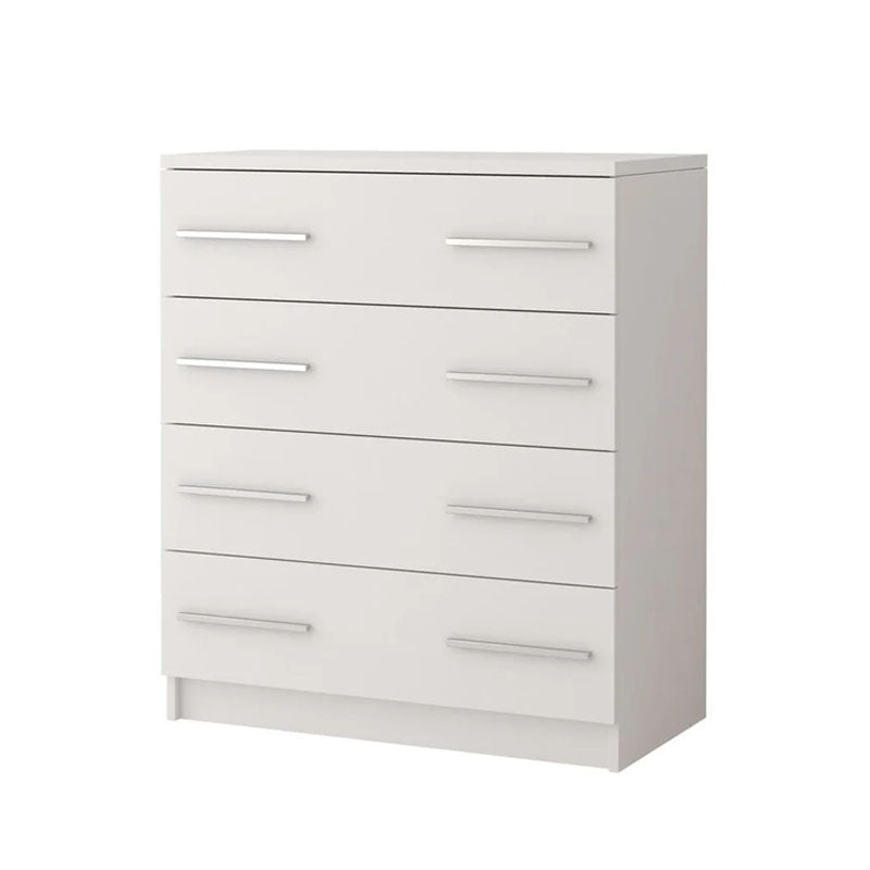 Omega Wooden Chest of Drawers in Matt White with 4 Drawers - 90cm wide - UK