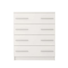 Omega Wooden Chest of Drawers in Matt White with 4 Drawers - 90cm wide - UK