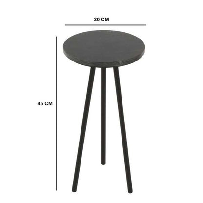 Opal Bedside Table With Black Marble Top & Metal Legs - UK