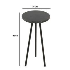 Opal Bedside Table With Black Marble Top & Metal Legs - UK