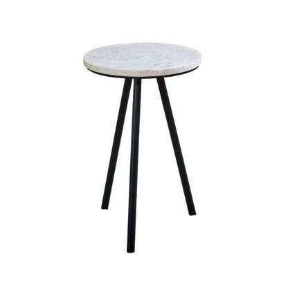 Opal Bedside Table With White Marble Top & Metal Legs - UK