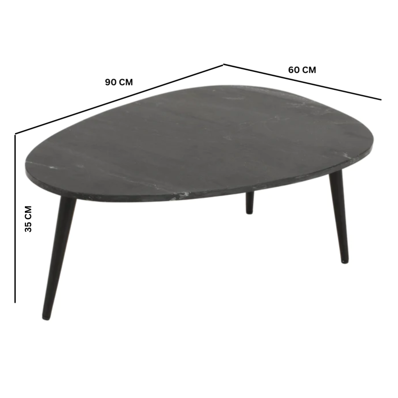 Opal Coffee Table With Black Marble Top & Metal Legs - UK