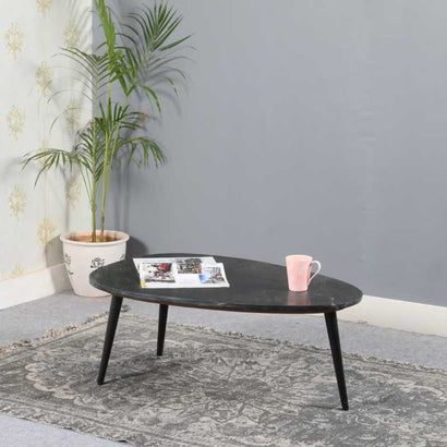 Opal Coffee Table With Black Marble Top & Metal Legs - UK