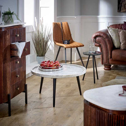 Opal Coffee Table With Marble Top And Metal Legs -UK