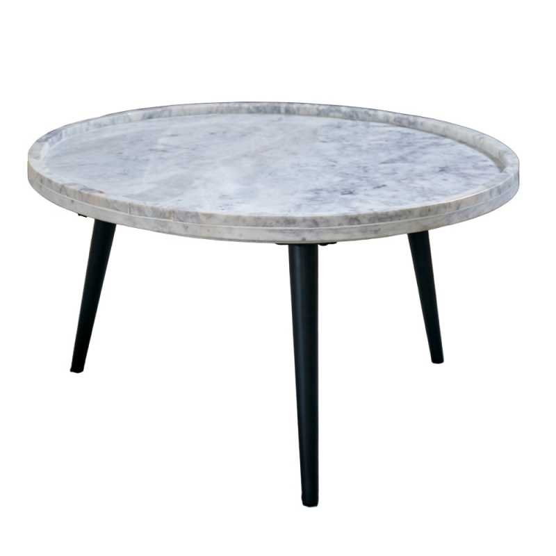 Opal Coffee Table With Marble Top And Metal Legs -UK