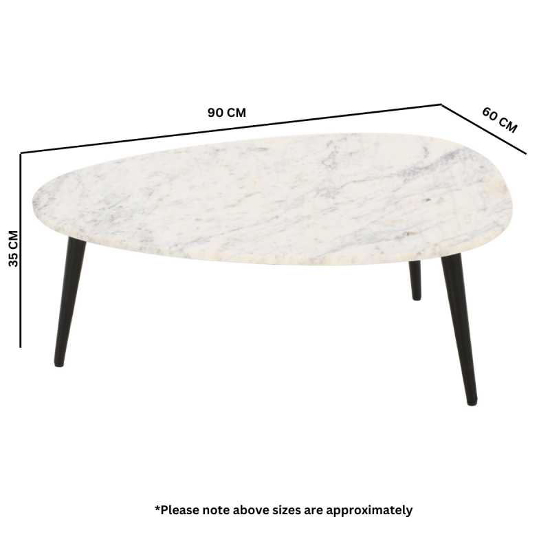 Opal Coffee Table With White Marble Top & Metal Legs - UK