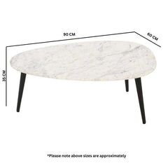 Opal Coffee Table With White Marble Top & Metal Legs - UK