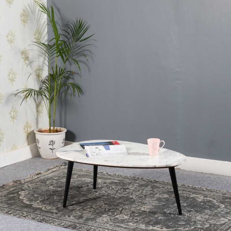 Opal Coffee Table With White Marble Top & Metal Legs - UK