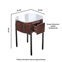 Opal Mango Wood Bedside Table With Marble Top & Metal Legs - UK