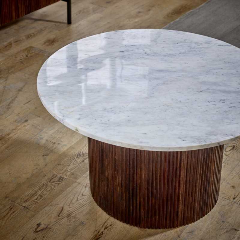 Opal Mango Wood Coffee Table With Marble Top - UK