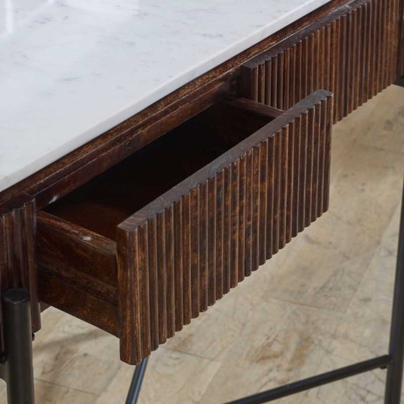 Opal Mango Wood Console Table With Marble Top And Metal Legs - UK