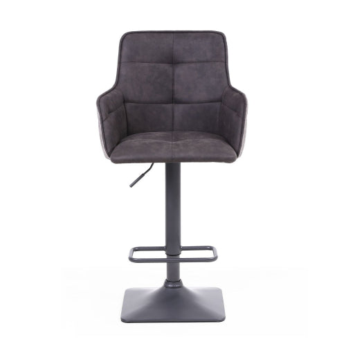 Orion Dark Grey Suede Effect Bar Stools With Metal Base In Pair