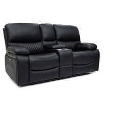 Orla Faux Leather 2 Seater Electric Recliner Sofa In Black