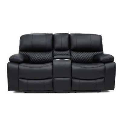 Orla Faux Leather 2 Seater Electric Recliner Sofa In Black