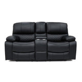 Orla Faux Leather 2 Seater Electric Recliner Sofa In Black
