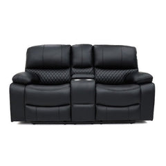 Orla Faux Leather 2 Seater Electric Recliner Sofa In Black