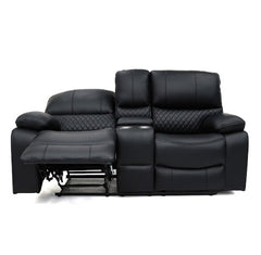 Orla Faux Leather 2 Seater Electric Recliner Sofa In Black