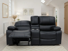 Orla Faux Leather 2 Seater Electric Recliner Sofa In Black