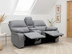 Orla Faux Leather 2 Seater Electric Recliner Sofa In Grey