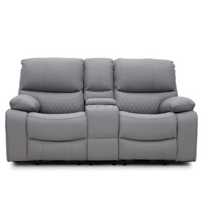 Orla Faux Leather 2 Seater Electric Recliner Sofa In Grey