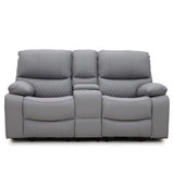 Orla Faux Leather 2 Seater Electric Recliner Sofa In Grey