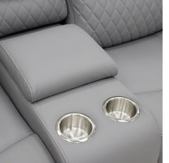 Orla Faux Leather 2 Seater Electric Recliner Sofa In Grey