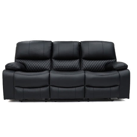 Orla Faux Leather 3 Seater Electric Recliner Sofa In Black