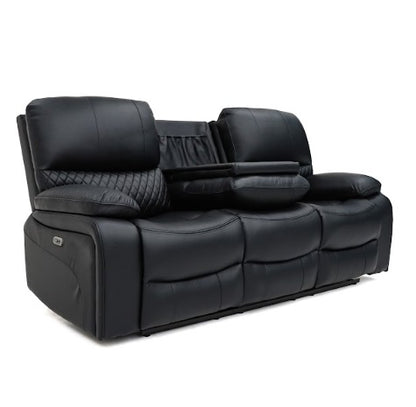 Orla Faux Leather 3 Seater Electric Recliner Sofa In Black
