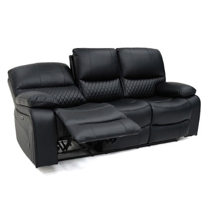 Orla Faux Leather 3 Seater Electric Recliner Sofa In Black