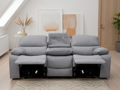 Orla Faux Leather 3 Seater Electric Recliner Sofa In Grey