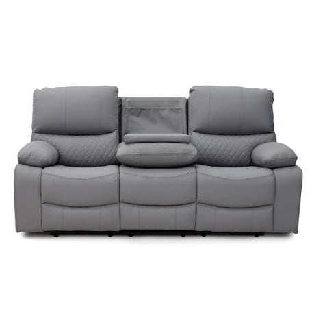 Orla Faux Leather 3 Seater Electric Recliner Sofa In Grey
