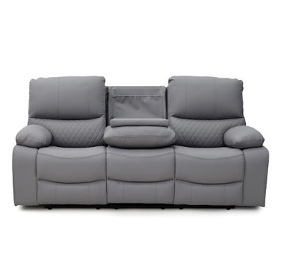 Orla Faux Leather 3 Seater Electric Recliner Sofa In Grey