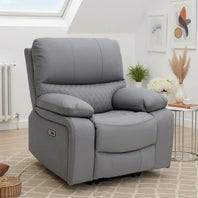 Orla Faux Leather Electric Recliner Arm Chair In Grey
