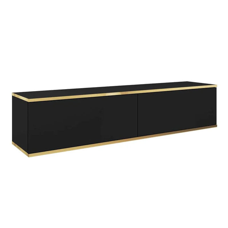 Oro Small Floating TV Cabinet in Black - 135cm - Wall Mount - UK