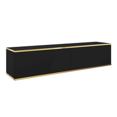 Oro Small Floating TV Cabinet in Black - 135cm - Wall Mount - UK - Furniture One Shop