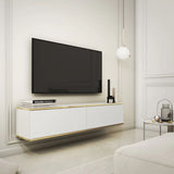 Oro Small Floating TV Cabinet in White - 135cm - Wall Mount - UK