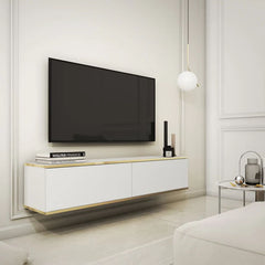 Oro Small Floating TV Cabinet in White - 135cm - Wall Mount - UK